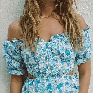 Zara midi dress blue floral